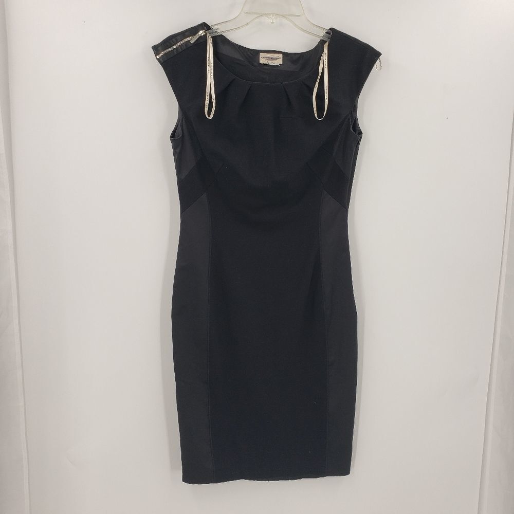 🩵KAREN MILLEN womens black cotton with satin sides dress Lined (no size tag)